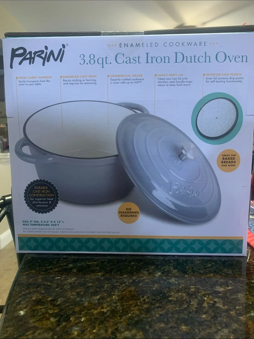 NEVER USED! 3.8qt Cast Iron Dutch Oven - Slate Gray